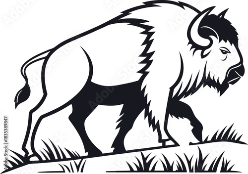 Bison buffalo vector silhouette bison icon