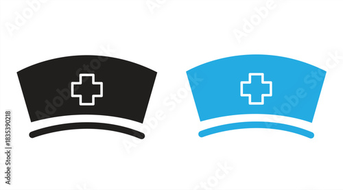 nurse hat icon cross symbol, vector illustration