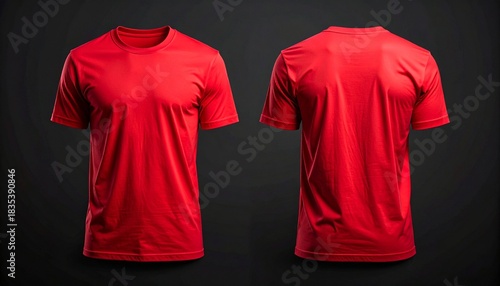 Red Short-Sleeve Crew Neck T-Shirt Front and Back Views on Mannequin