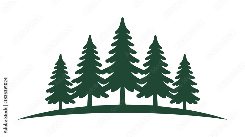 Fototapeta premium Green evergreen trees group icon