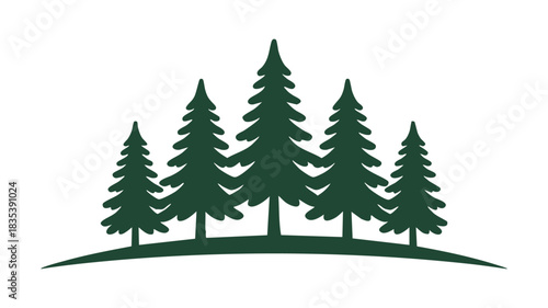 Green evergreen trees group icon