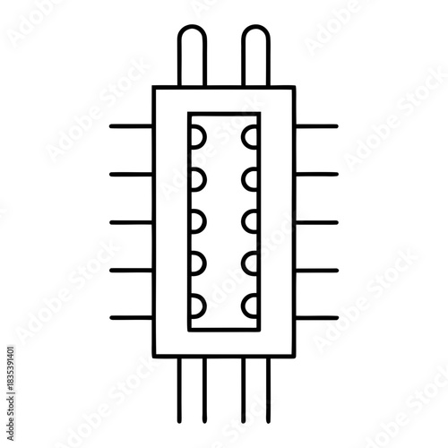 Quantum Computer Outline Vector Illustration Transparent Background