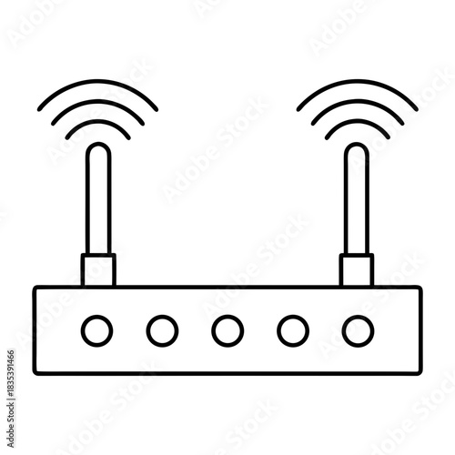 Router Settings Outline Vector Illustration Transparent Background