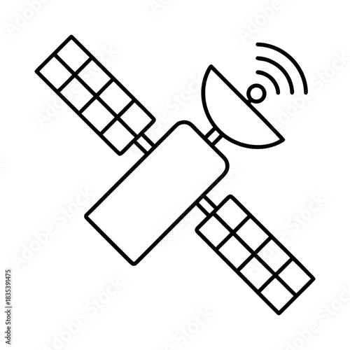 Satellite GPS Receiver Outline Vector Illustration Transparent Background