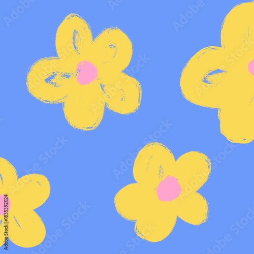 yellow flowers on blue background