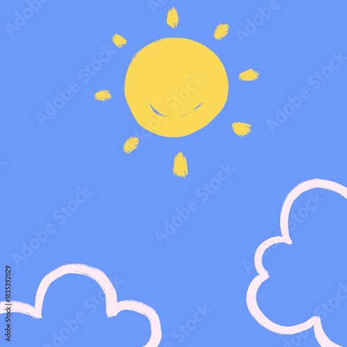 sun and cloud abstract on blue background