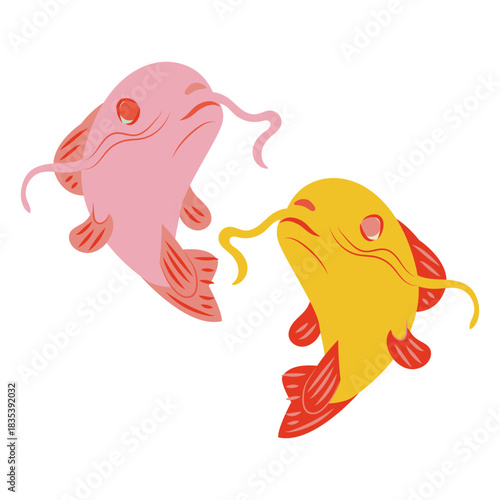 Pisces fishes zodiac signs semi flat