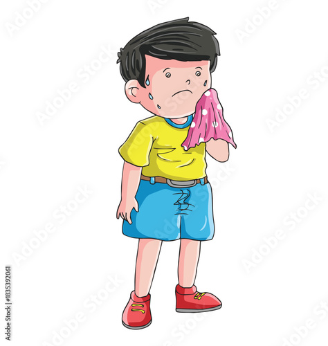 Cute cartoon had draw vector hot weather clipart.