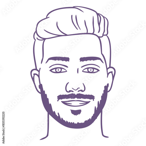 Purple man with beard filled stroke