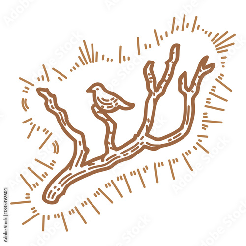 Branch with bird stroke