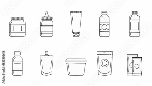 Packaging Design, Containers, Modern Industry, Graphic Illustrations, Minimalist Style, Digital Art