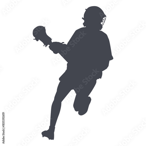 Running lacrosse player silhouette