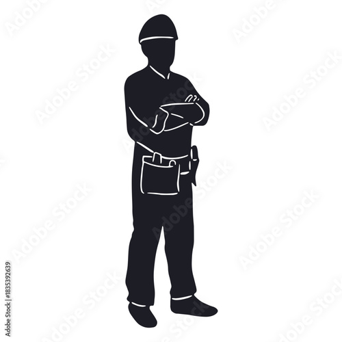 Electrician man standing cut out