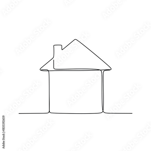 House steaming continuous line minimalist home outline vector illusration