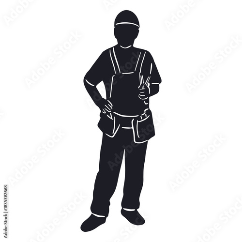 Electrician with apron cut out
