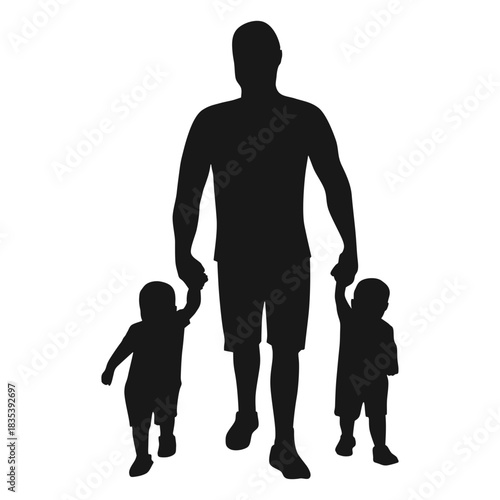 Father with kids silhouette
