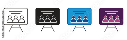 Committee board icon set flat design on isolated background. Vector illustration.