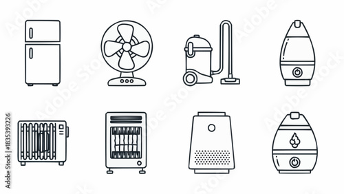 Household Appliances Vector Icons for Home, Living, and Everyday Tech Essentials