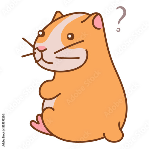 Sitting hamster cute with question sign