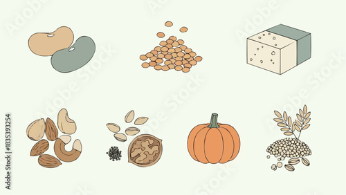 A Wholesome Assortment of Legumes, Nuts, and Seeds, Showcasing a Nutritious and Diverse Vegan Food Selection