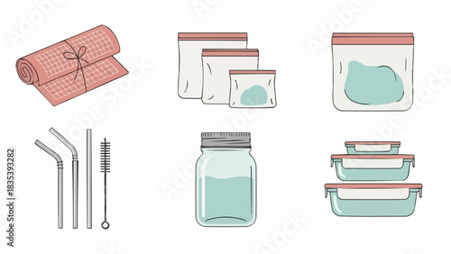 Reusable items for sustainable living and zero waste lifestyle