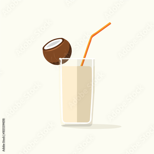 minimalist design, clipart	flat_2D_icon_of_a_coconut_drink_isolated_Attractive, Simple illustration with EPS format design