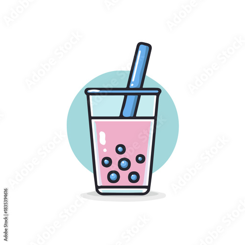 A minimal illustration, clipart set 
flat_2D_icon_of_a_glass_of_bubble_tea_isolated_an Attractive Minimalist illustration, a simple illustration with EPS format design