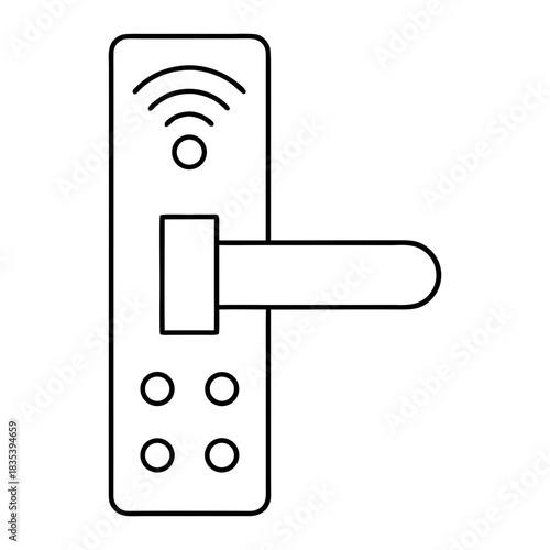 Smart Key Lock Outline Vector Illustration Transparent Background