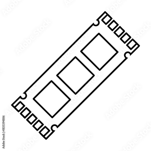 SSD M2 NVMe Outline Vector Illustration Transparent Background