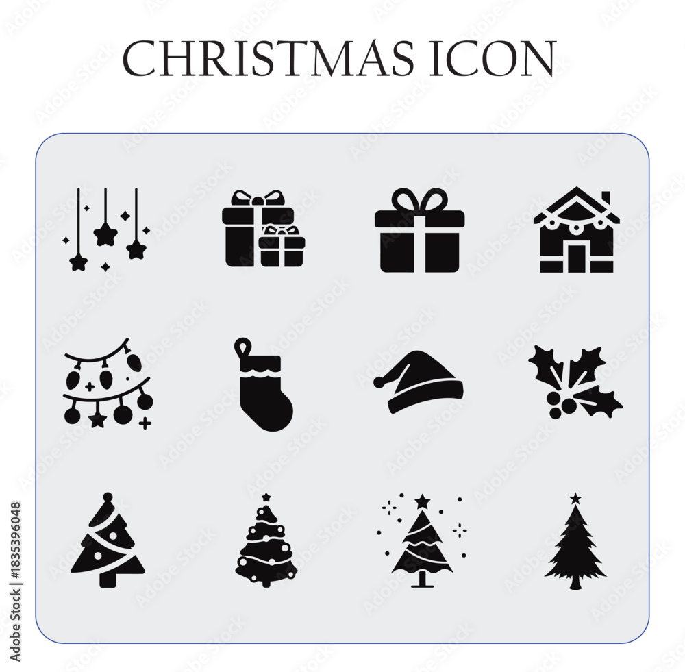 Fototapeta premium Christmas holiday icon vector featuring festive elements in a clean, modern, and minimal design suitable for seasonal branding and decorations.