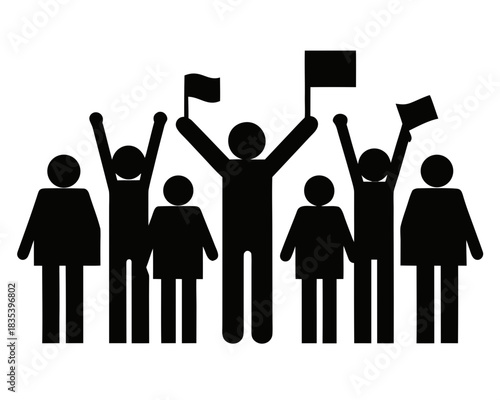 Crowd protest icon silhouette vector illustration isolated on white background