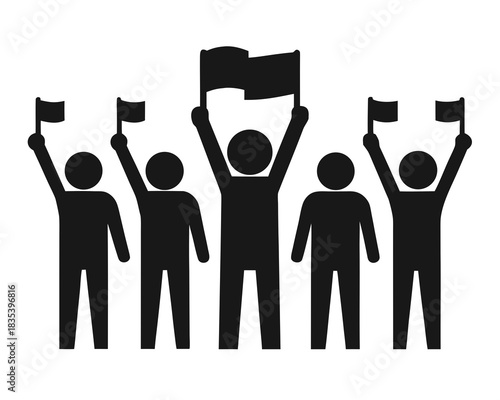 Crowd protest icon silhouette vector illustration isolated on white background