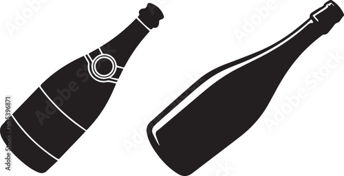 Wine Bottle Icons Vector Set, Alcohol and Beverage Collection with Wine Glasses, Corkscrew, and Bottle Symbols, Modern Line Icons Isolated on White Background