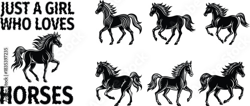 just a girl who loves horses animal vector perfect for t shirt, wildlife education book or poster design 