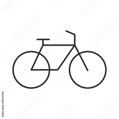 Simple black line art icon of a bicycle, representing cycling, transportation, and ecofriendly travel