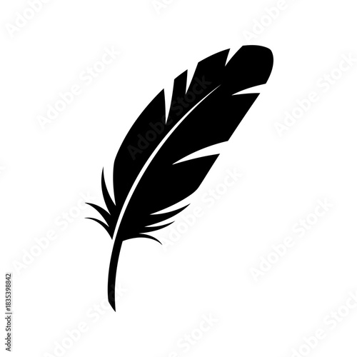 “Feather Icon – Bird Quill Silhouette Vector Illustration”
