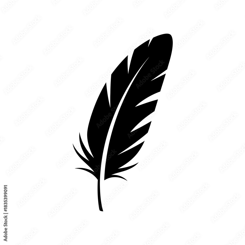 Fototapeta premium “Feather Icon – Bird Quill Silhouette Vector Illustration” 