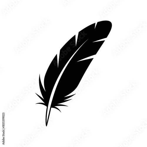 “Feather Icon – Bird Quill Silhouette Vector Illustration”
