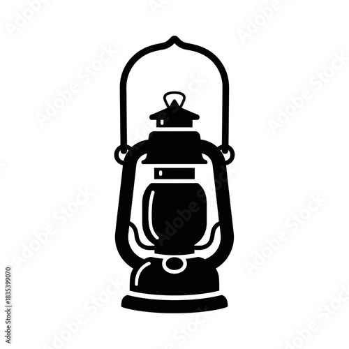 “Vintage Lantern Icon – Kerosene Lamp Silhouette Vector Illustration”
