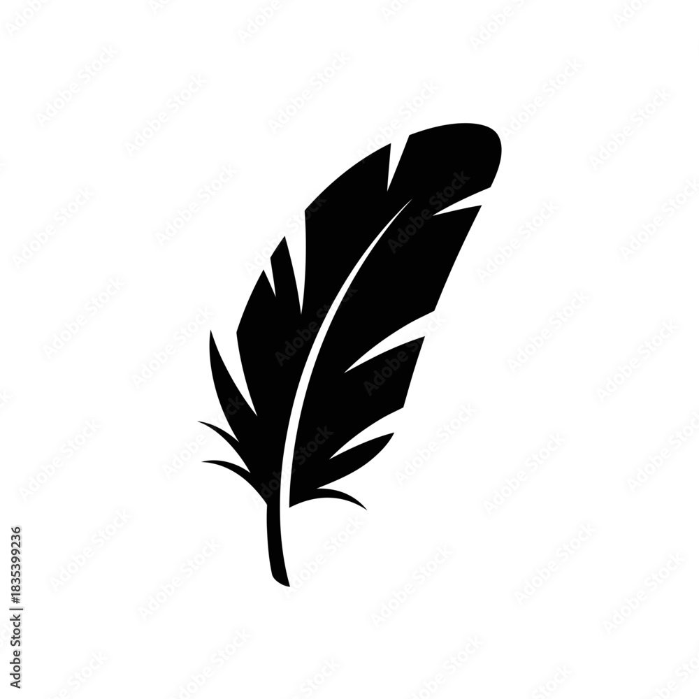 Obraz premium “Feather Icon – Bird Quill Silhouette Vector Illustration” 