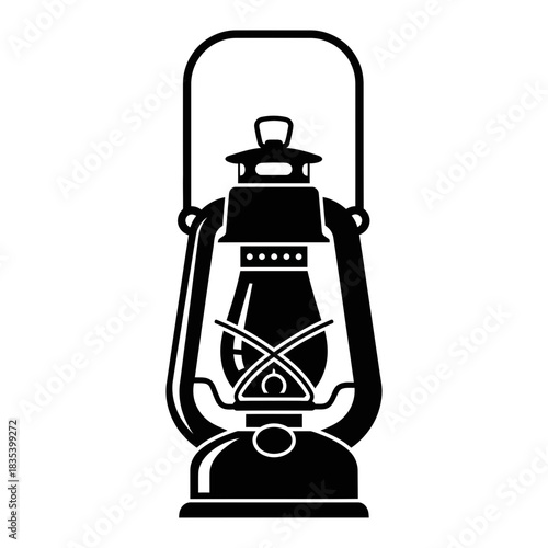 “Traditional Lantern Icon – Vintage Kerosene Lamp Silhouette Vector”
