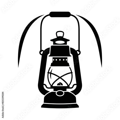 “Traditional Lantern Icon – Vintage Kerosene Lamp Silhouette Vector”
