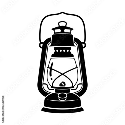 “Traditional Lantern Icon – Vintage Kerosene Lamp Silhouette Vector”
