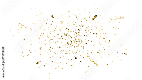 Gold confetti burst. PNG illustration of festive confetti background