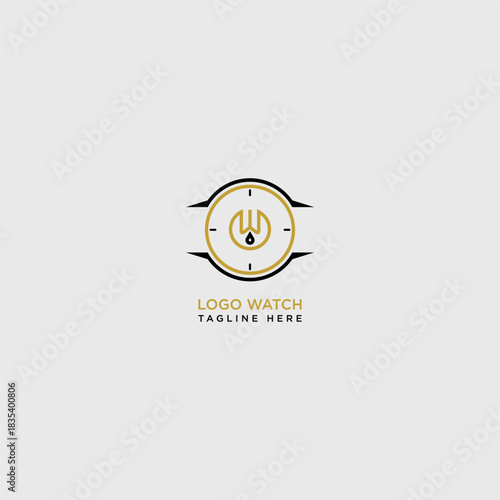 Watch vector design logo template with letter W shape inside