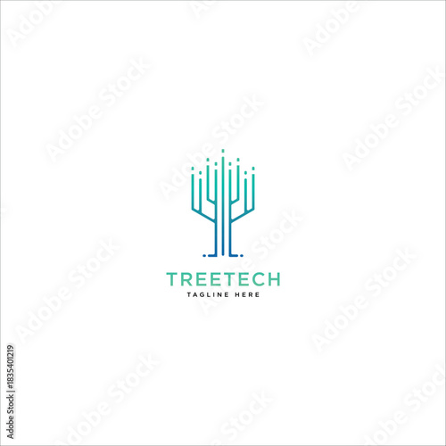 Technology tree logo design template.