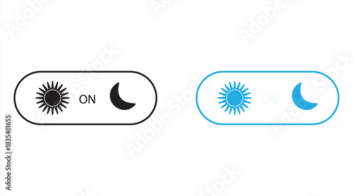day and night mode switching, sun and moon icons, vector illustration