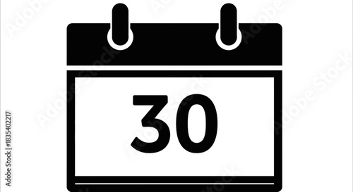 Calendar Date Icon – Number 30 Reminder Symbol for Schedule, Planning, and Event Management