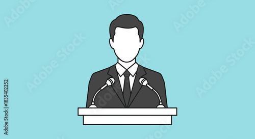 Public Speaker Illustration – Professional Podium Speech Icon for Leadership and Presentation Designs