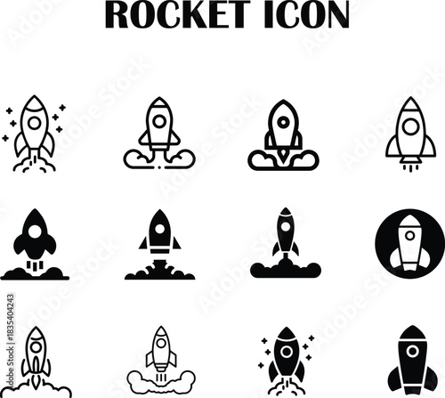 Rocket icon vector symbolizing launch, startup growth, innovation, and fast progress—perfect for technology, business, and creative project interfaces.
